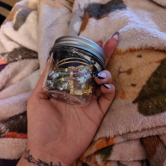 Colorful Blue And Gold Jewelry Jar - Picture 4 of 5